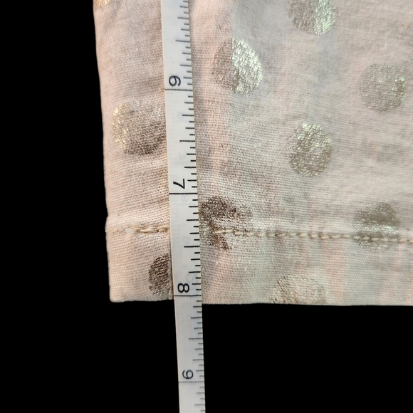 EUC ANTHROPOLOGIE LINEN BLEND BERMUDA SHORTS TAN & GOLD POLKA DOT MID RISE SZ 27 - Picture 13 of 13